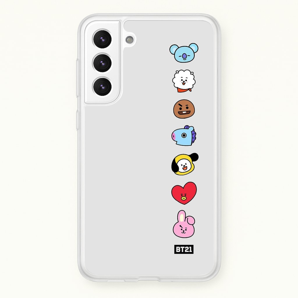 BT21 Vertical Faces - K Pop Phone Case for Galaxy S21 - BTS-028-S21
