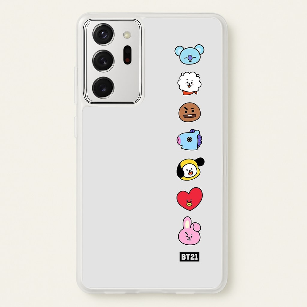 BT21 Vertical Faces - K Pop Phone Case for Galaxy Note 20 Ultra - BTS-028-N20Ultra