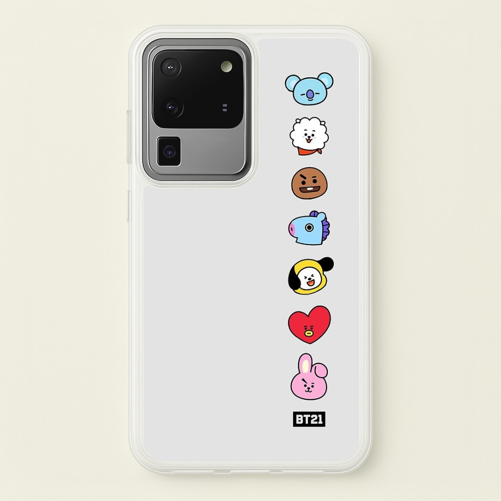 BT21 Vertical Faces - K Pop Phone Case for Galaxy S20 Ultra - BTS-028-S20ULTRA
