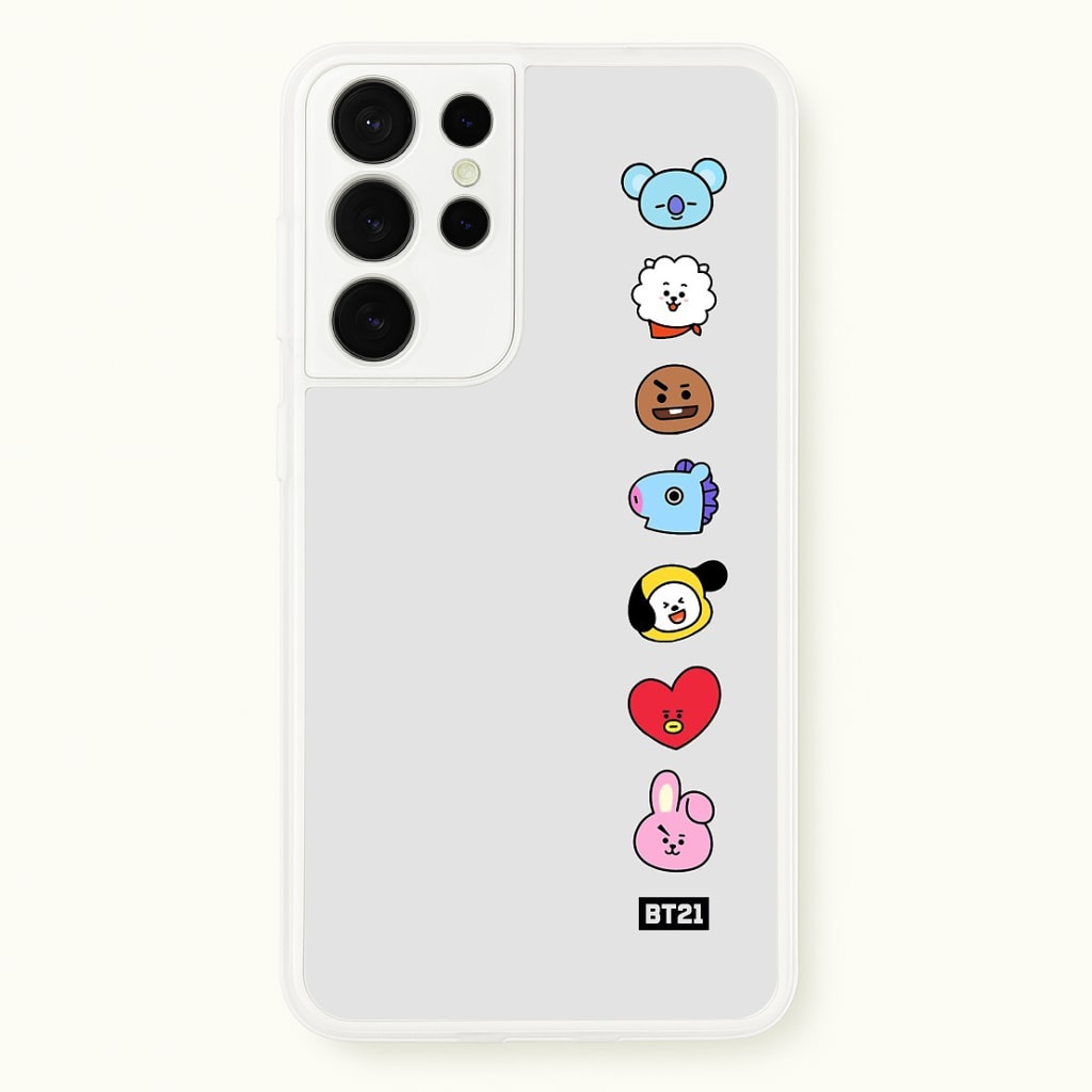 BT21 Vertical Faces - K Pop Phone Case for Galaxy S21 Ultra - BTS-028-S21Ultra