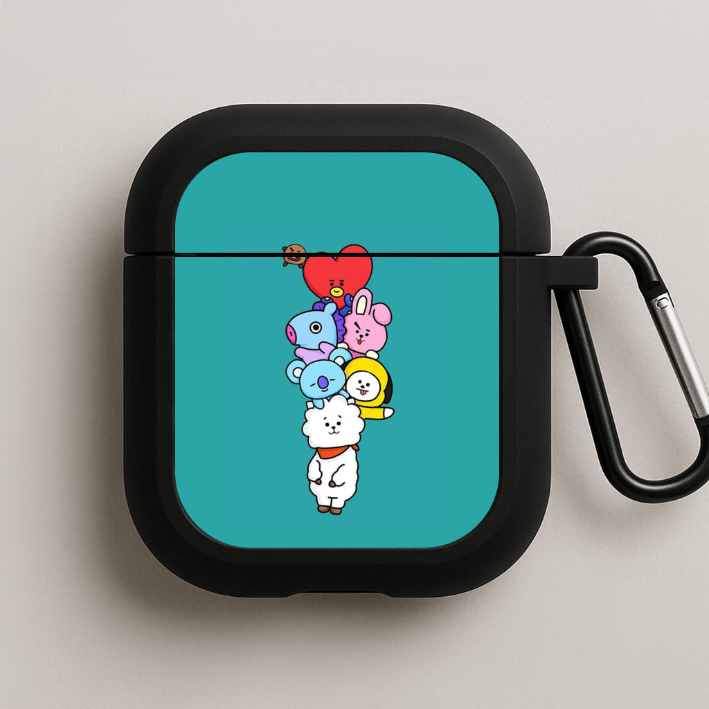 Green BT21 - RJ, Mang, Koya, Chimmy, Cooky, Shooky, Tata - K Pop AirPods Case