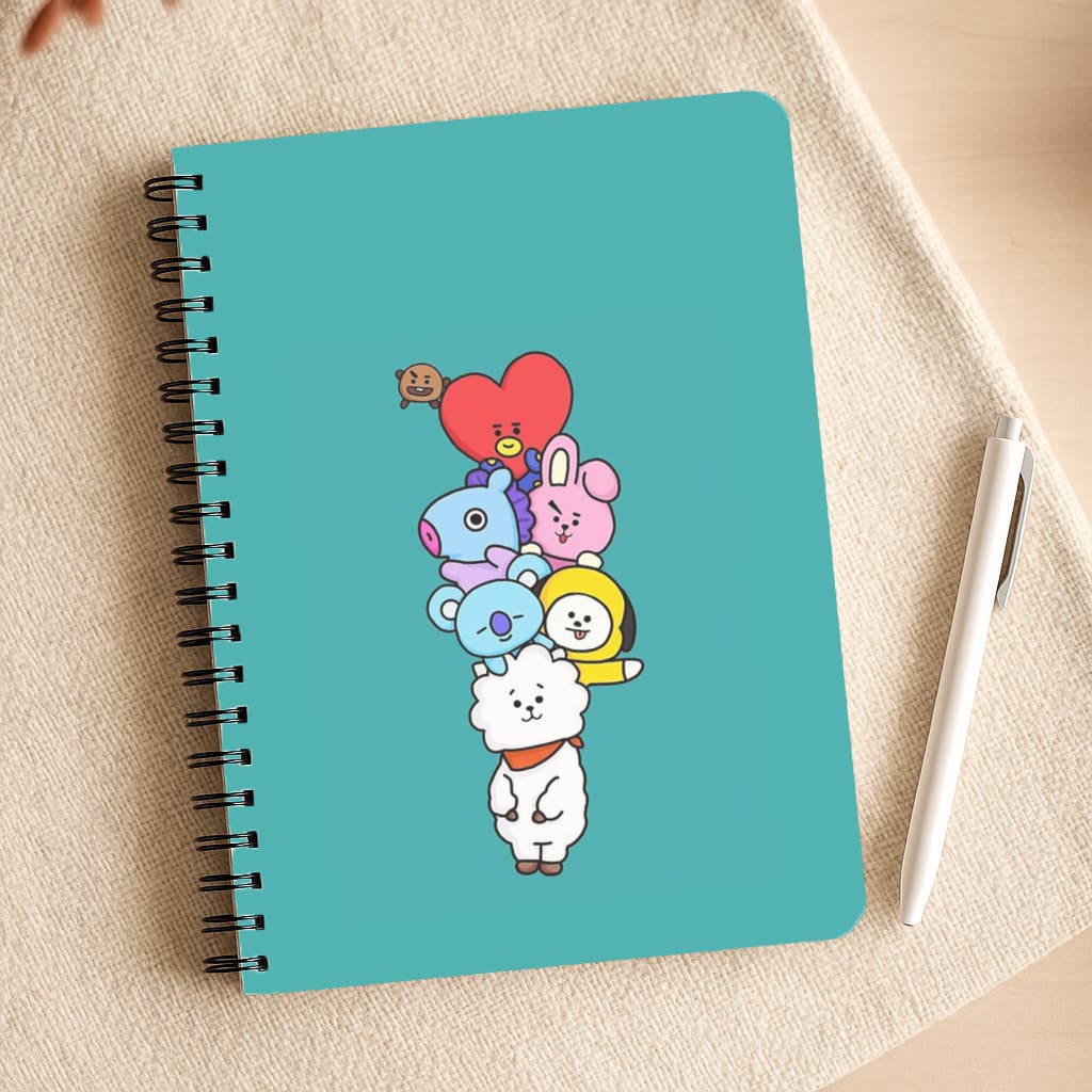 Green BT21 - RJ, Mang, Koya, Chimmy, Cooky, Shooky, Tata - K Pop Notepad