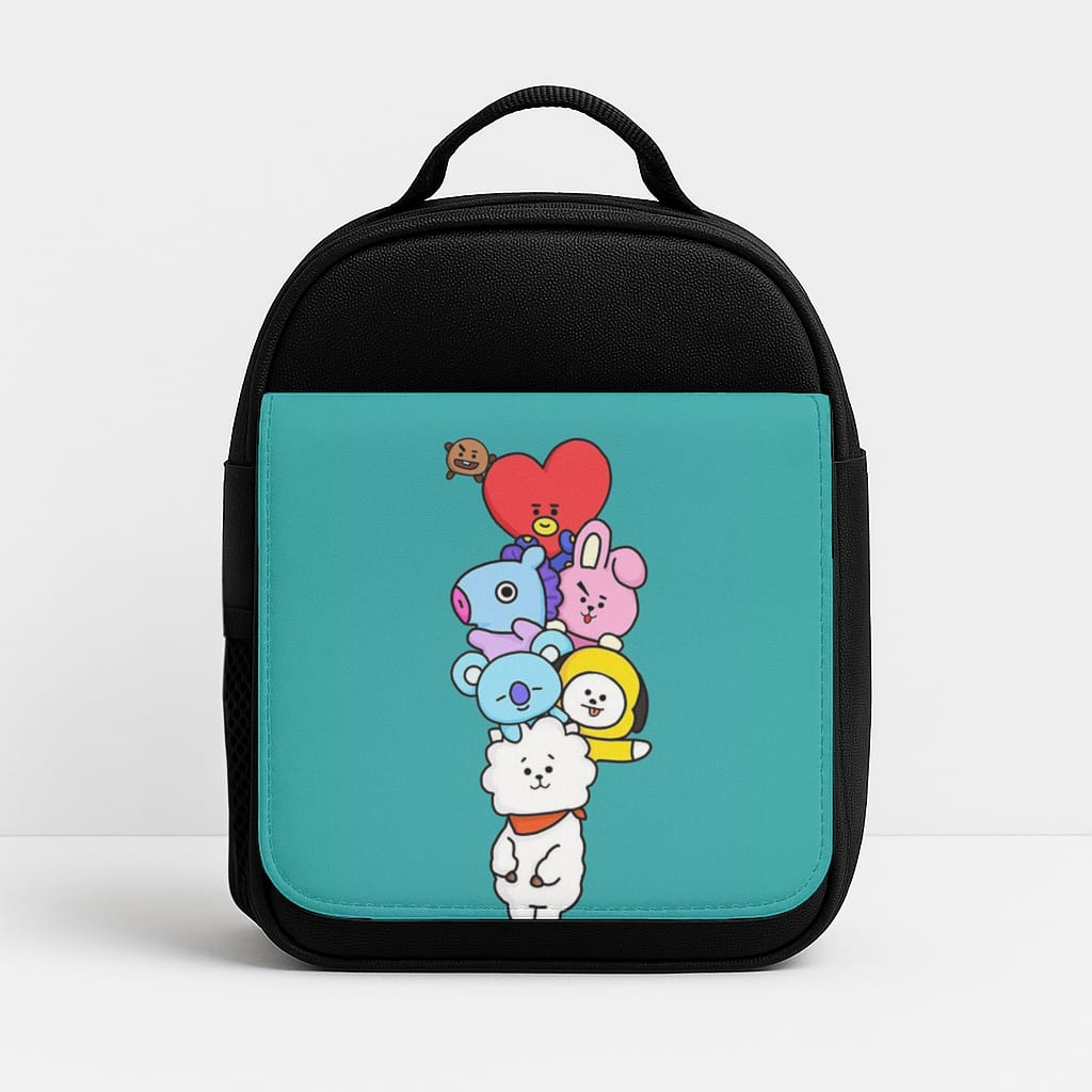 Green BT21 - RJ, Mang, Koya, Chimmy, Cooky, Shooky, Tata - K Pop Insulated Lunchbox