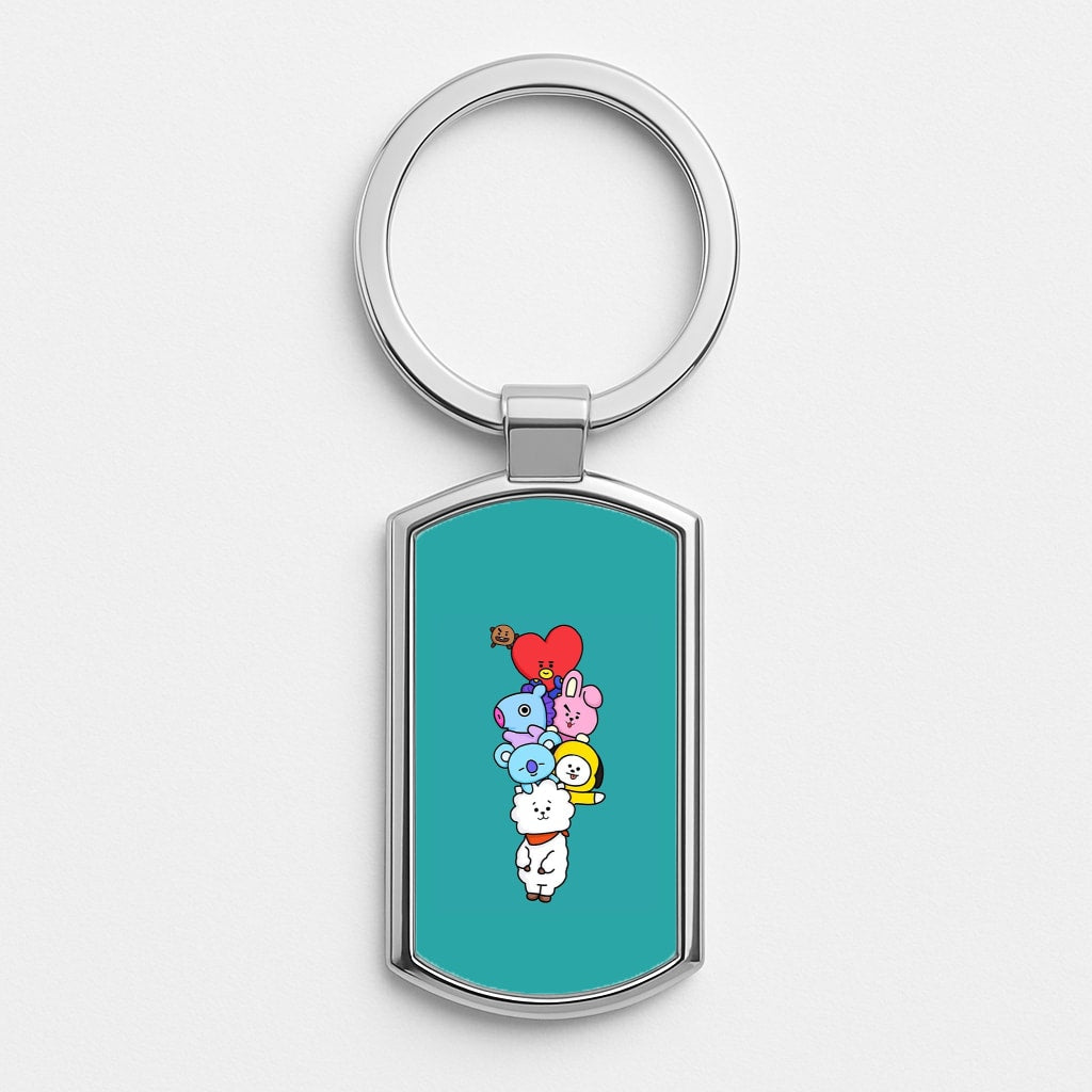 Green BT21 - RJ, Mang, Koya, Chimmy, Cooky, Shooky, Tata - K Pop Luxury Keyring