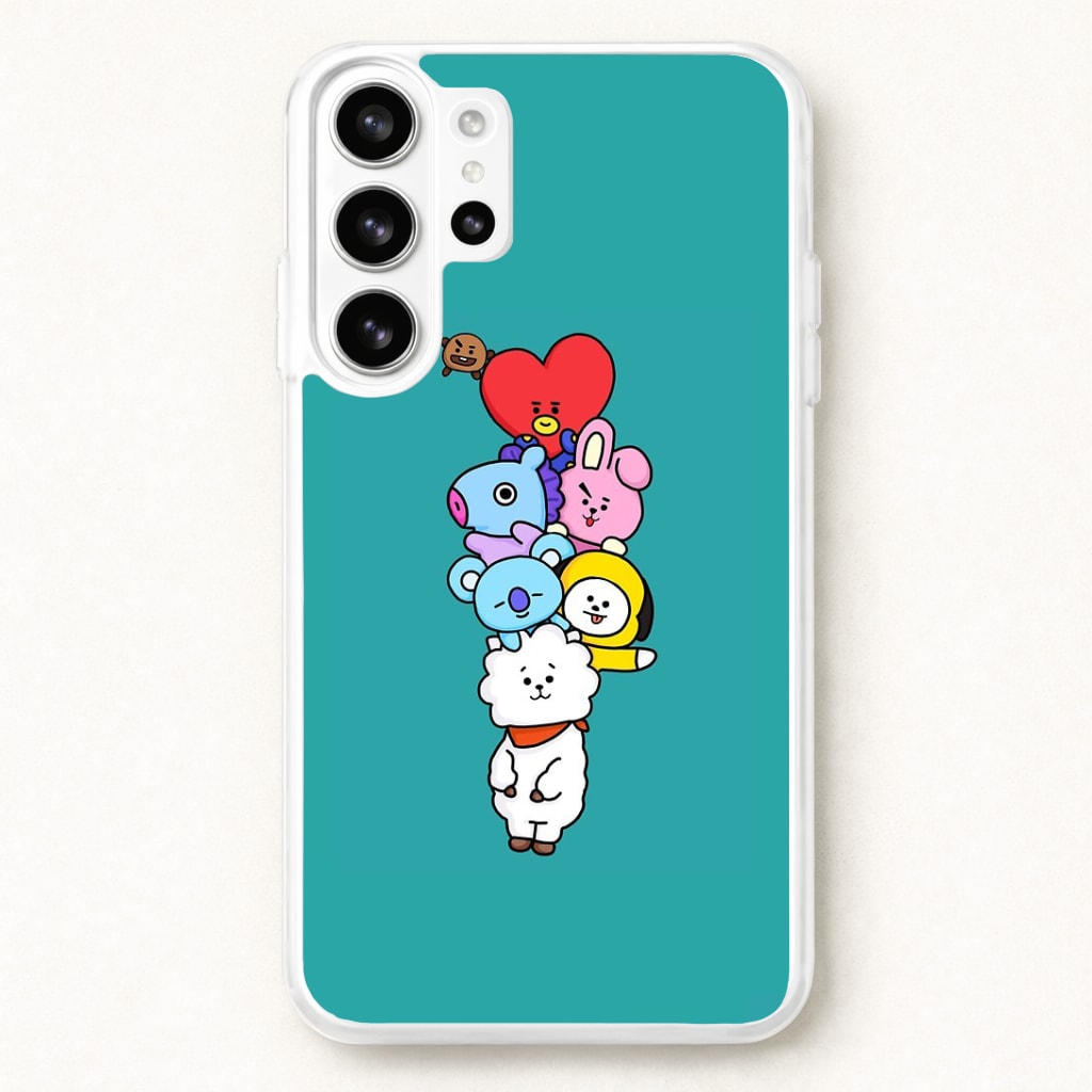 Green BT21 - RJ, Mang, Koya, Chimmy, Cooky, Shooky, Tata - K Pop Phone Case for Galaxy S26 Ultra