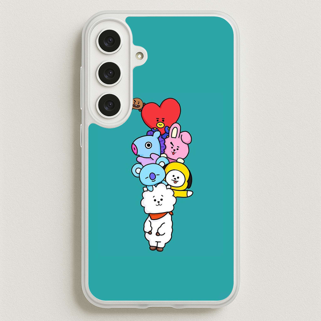 Green BT21 - RJ, Mang, Koya, Chimmy, Cooky, Shooky, Tata - K Pop Phone Case for Galaxy S25FE