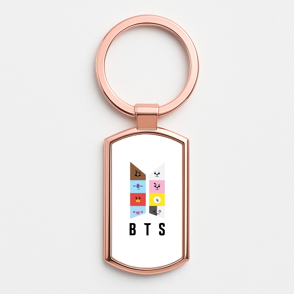 BT21 K-Pop Band Logo Rose Gold Keyring