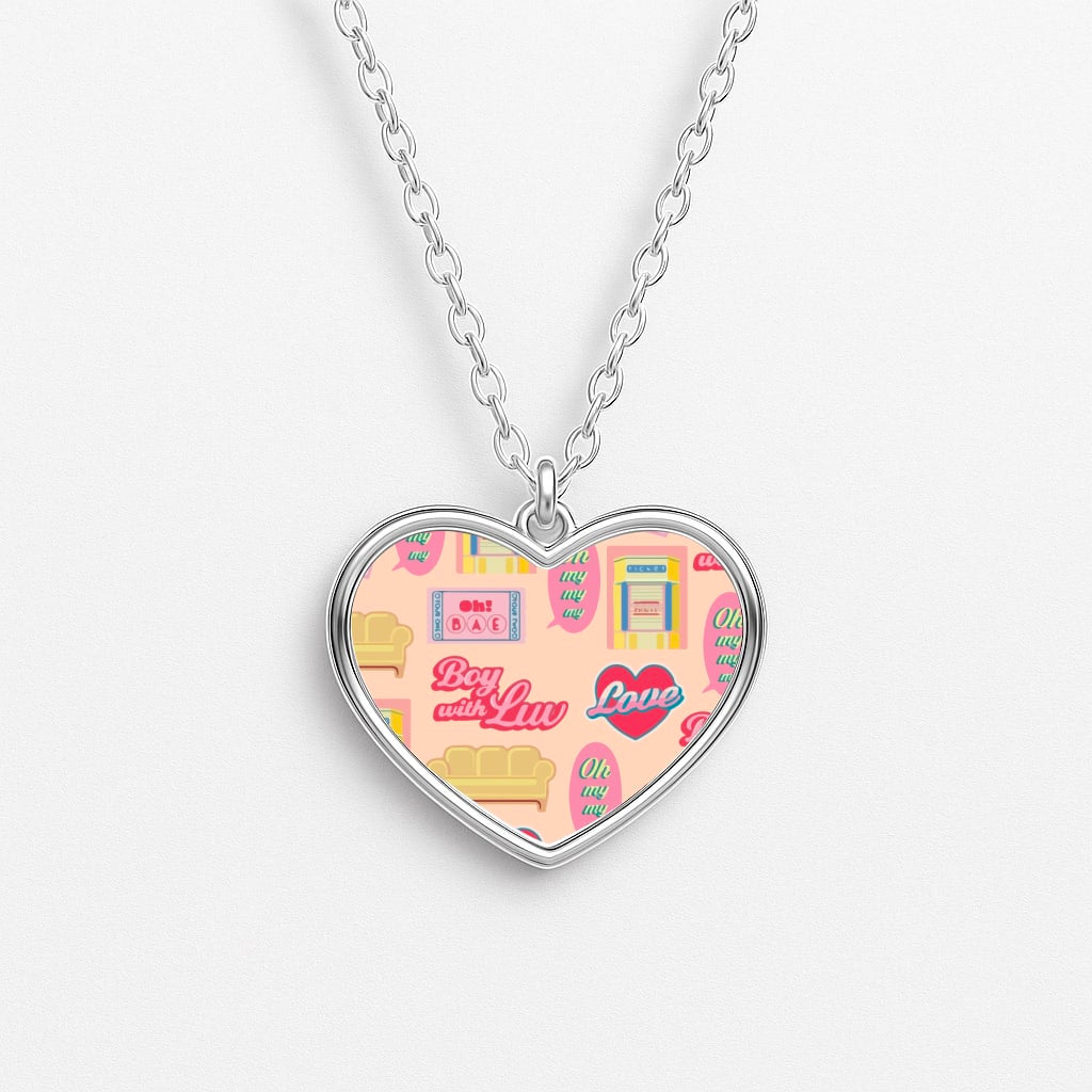 K-Pop Band Icon Pattern Heart Necklace
