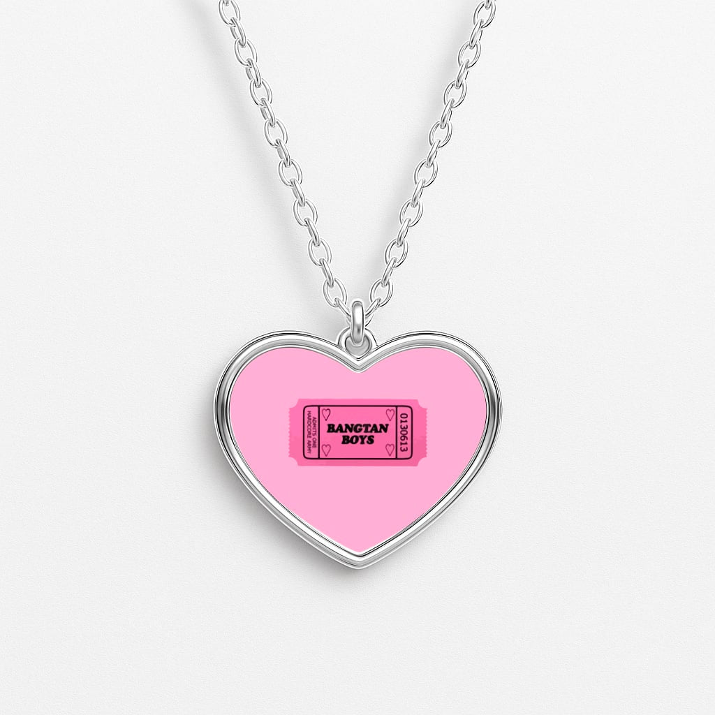 Bangtan Boys Ticket - K Pop Heart Necklace