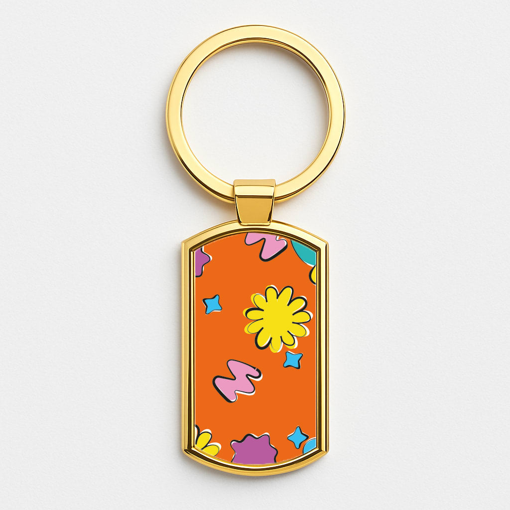 K-Pop Band Flowers Patterns Gold Keyring