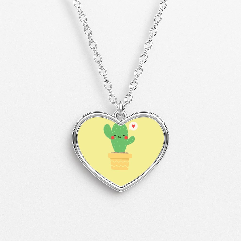 Cute Cactus Heart Necklace