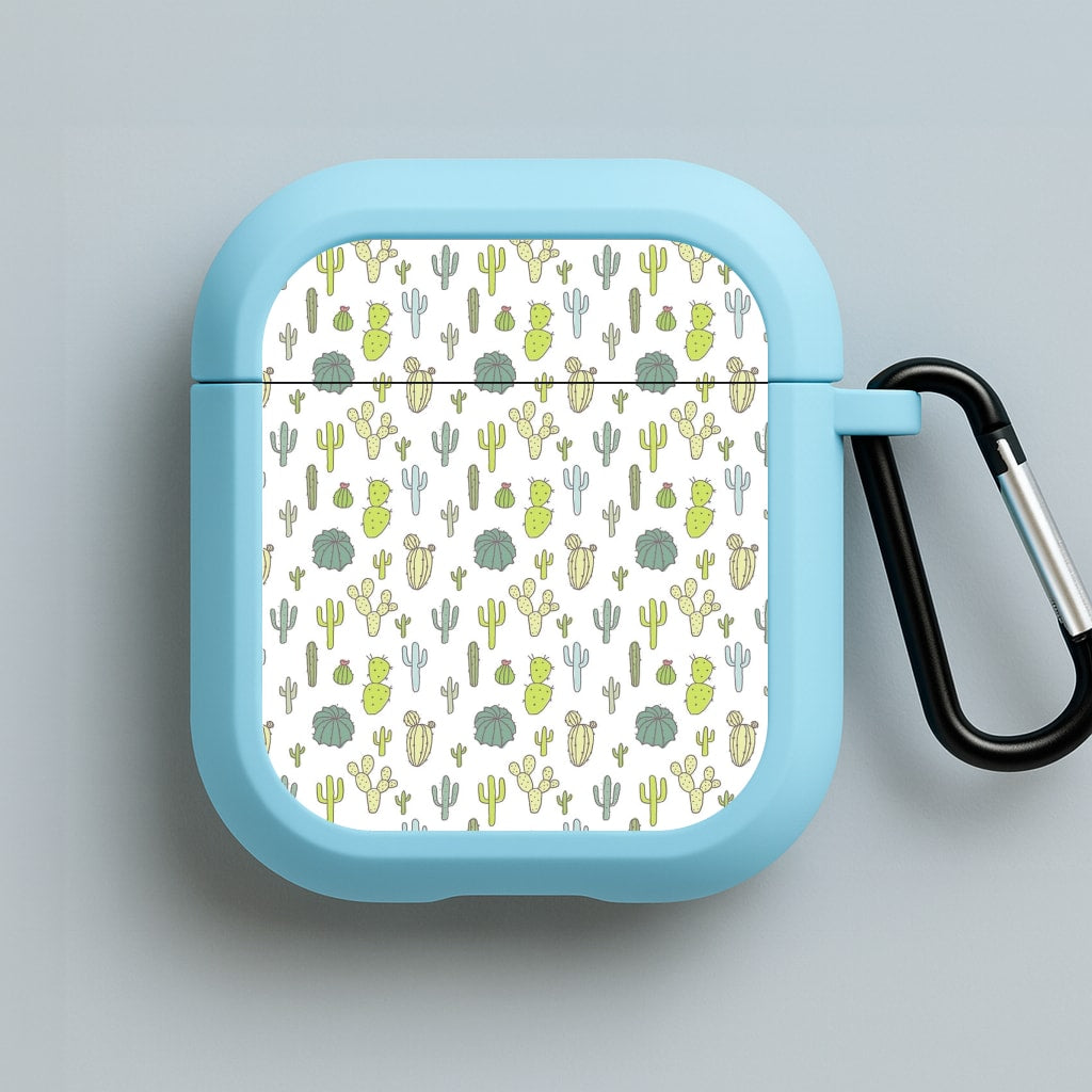 Cactus Pattern Blue AirPods Case