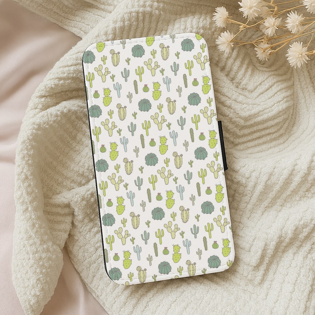 Cactus Pattern Wallet Phone Case