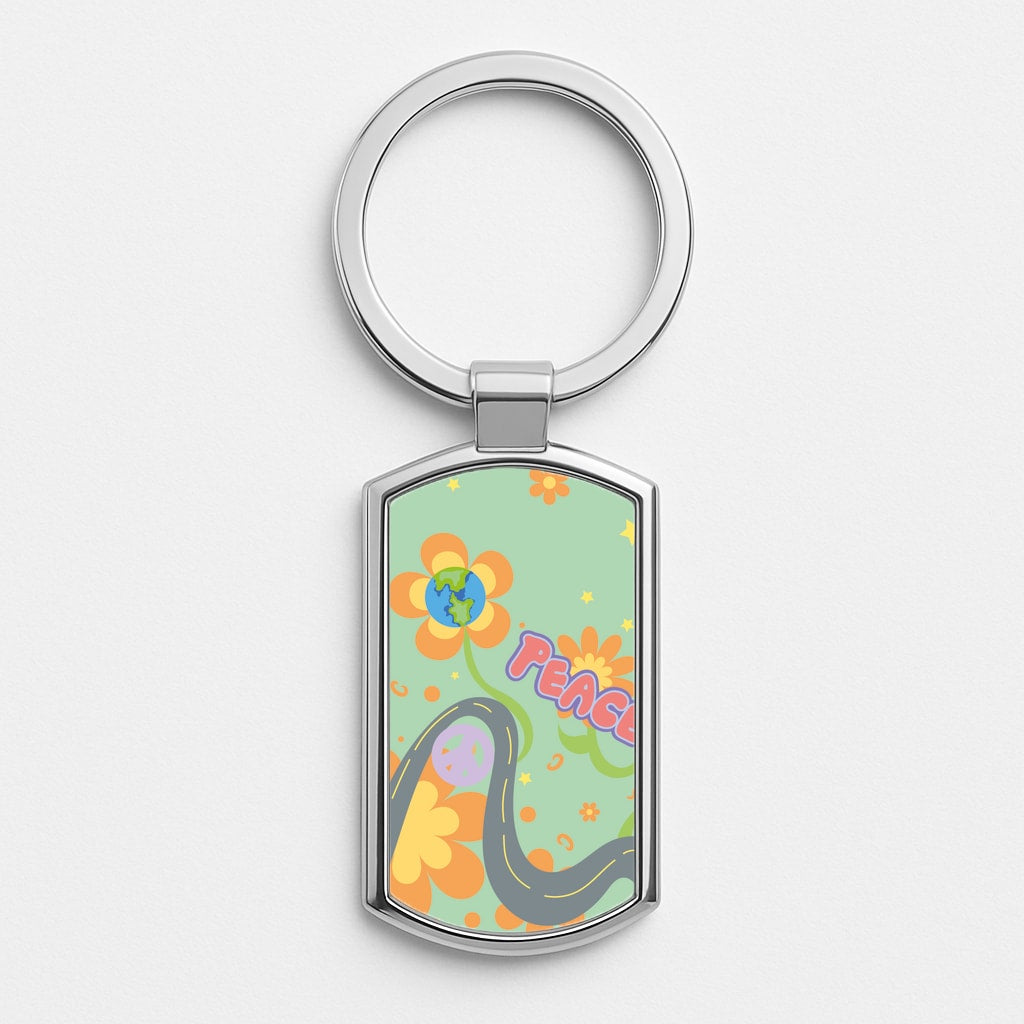 Peace - Cars Silver Keyring