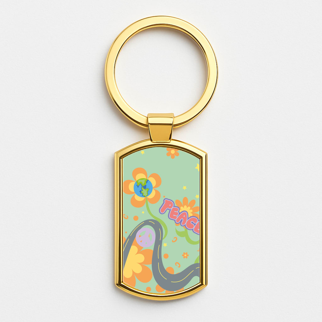 Peace - Cars Gold Keyring
