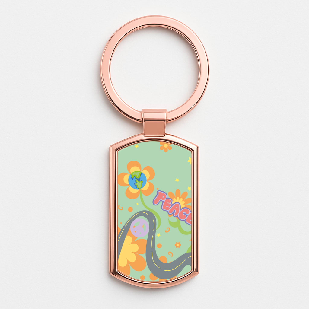 Peace - Cars Rose Gold Keyring