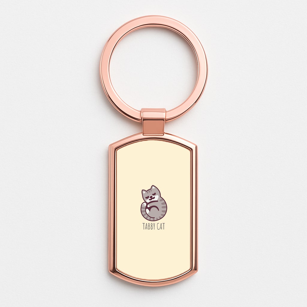 Tabby Cat - Cats Rose Gold Keyring