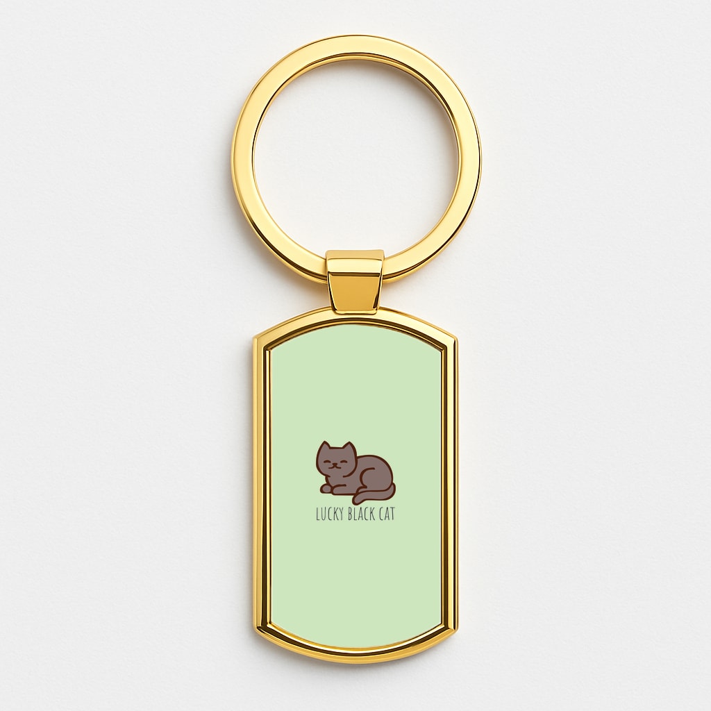 Lucky Black Cat - Cats Gold Keyring
