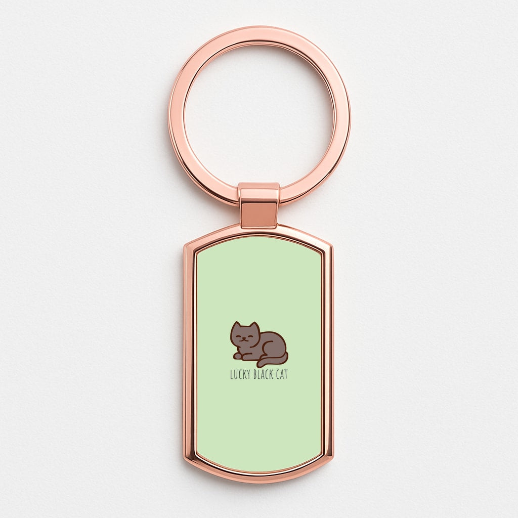 Lucky Black Cat - Cats Rose Gold Keyring