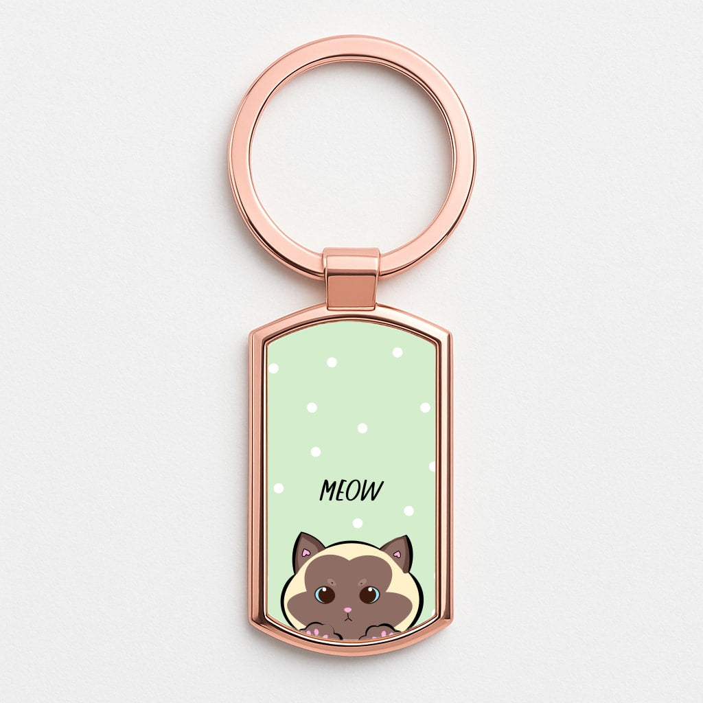 Meow Green - Cats Rose Gold Keyring