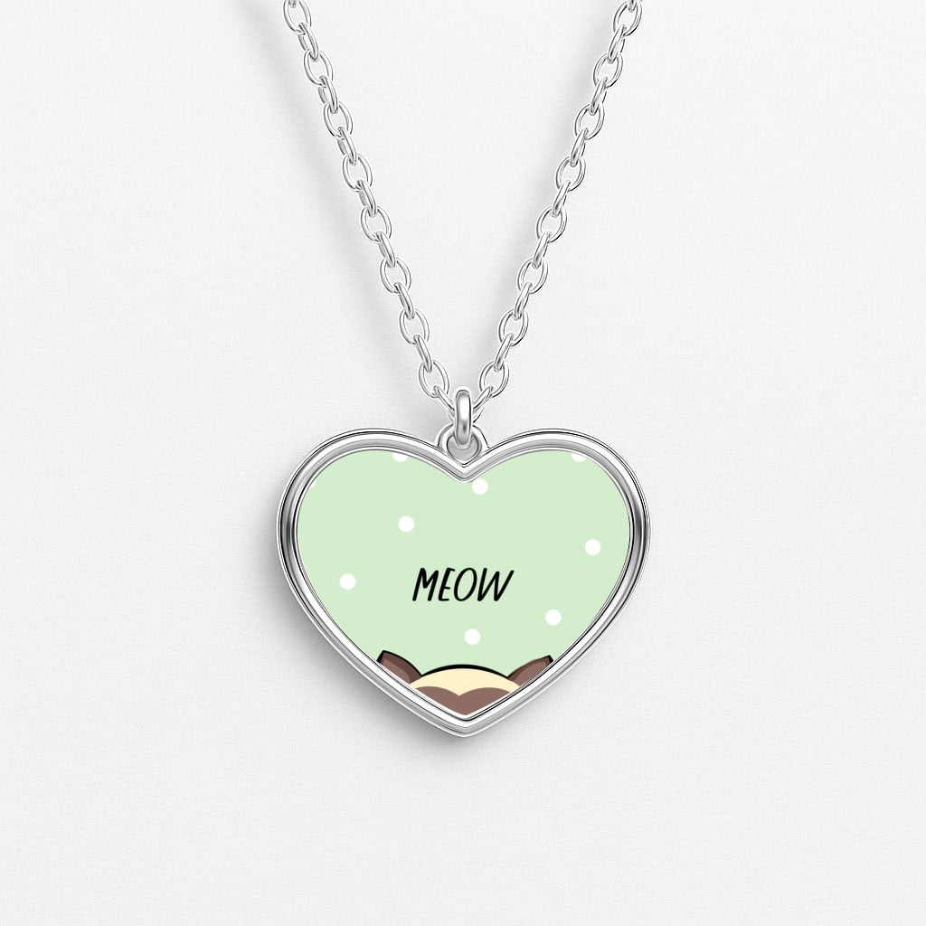 Meow Green - Cats Heart Necklace
