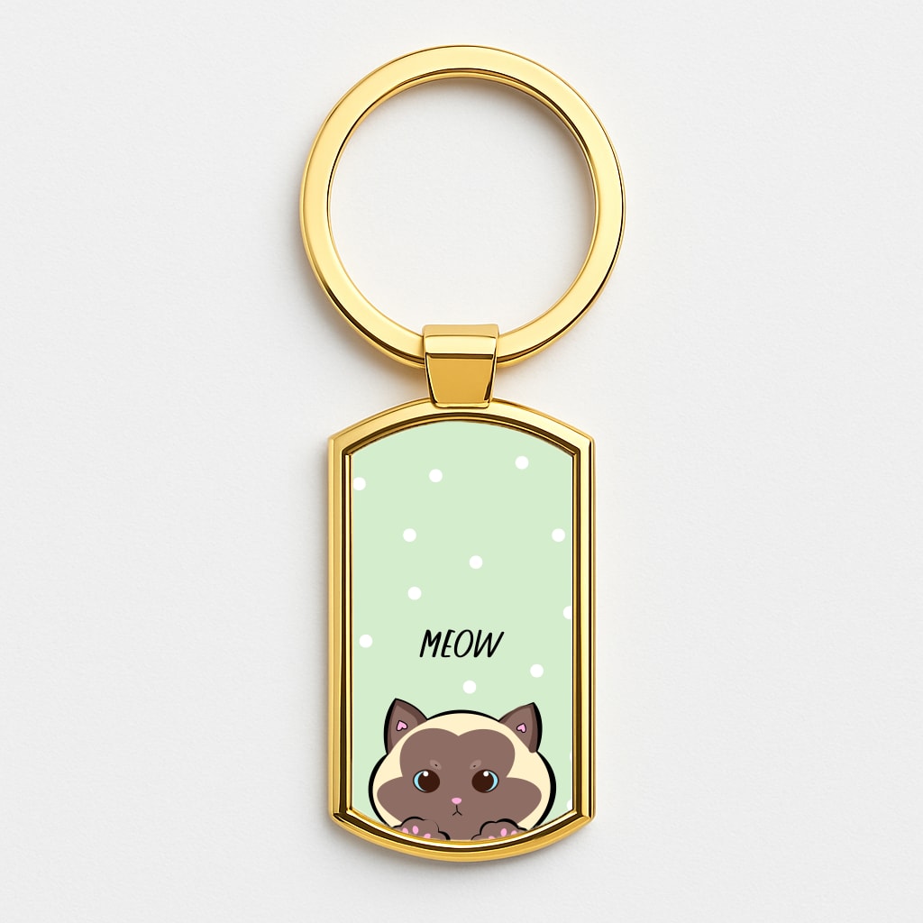 Meow Green - Cats Gold Keyring