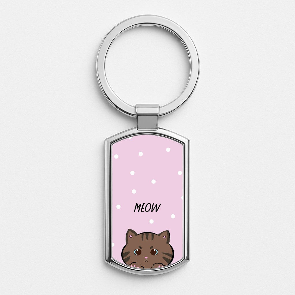 Meow Purple - Cats Silver Keyring
