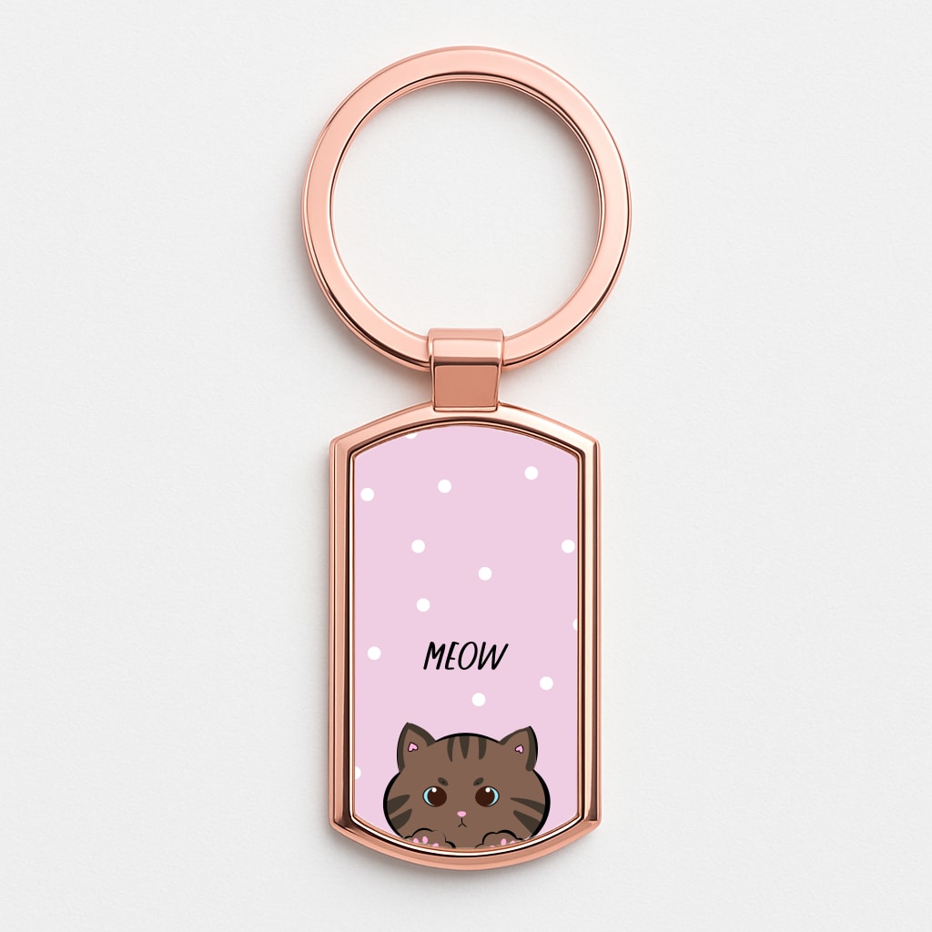Meow Purple - Cats Rose Gold Keyring