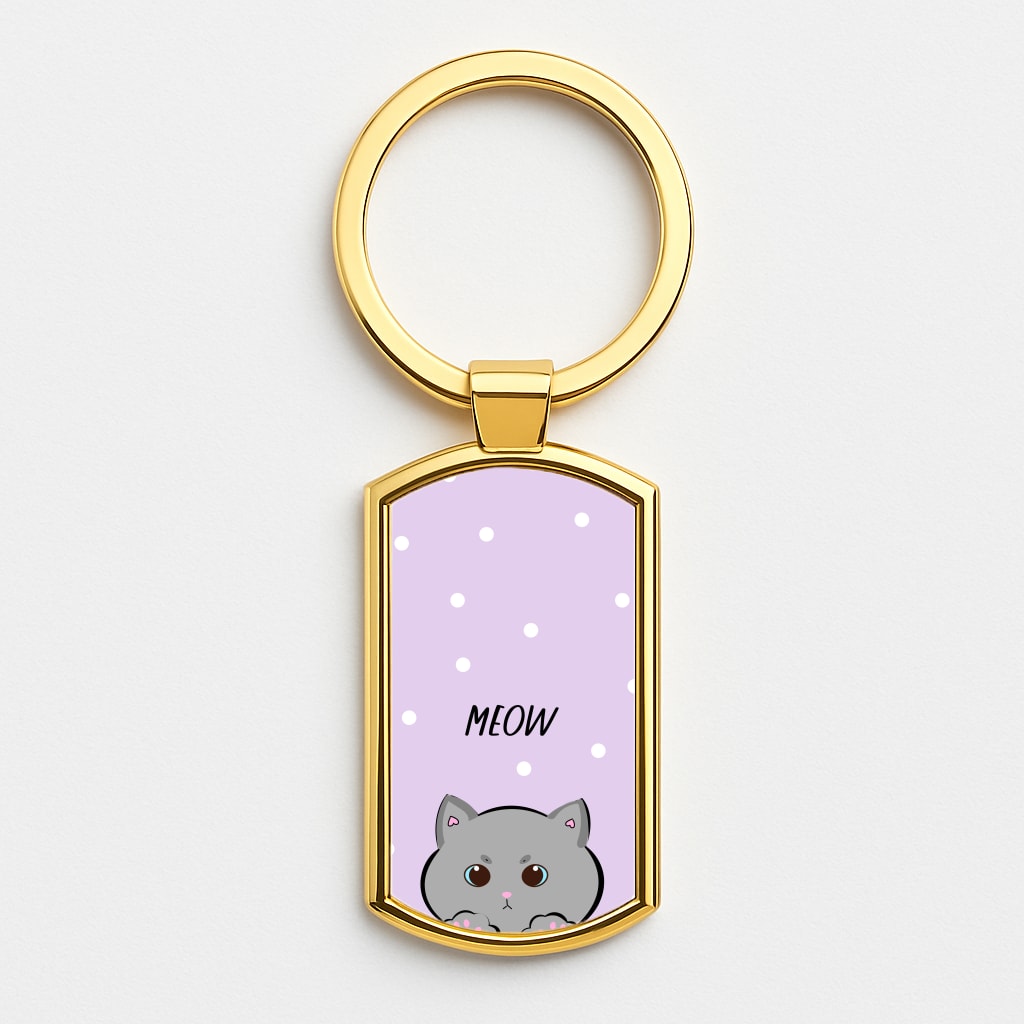 Grey Kitty - Cats Gold Keyring
