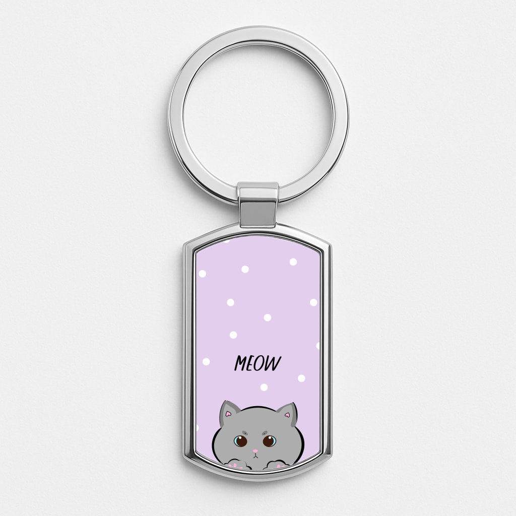 Grey Kitty - Cats Silver Keyring