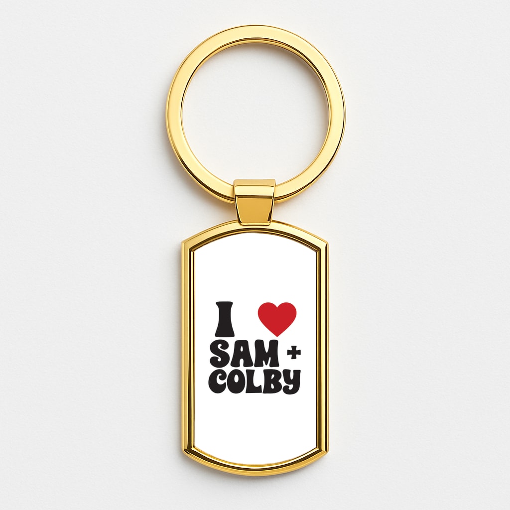 I Love S & C Gold Keyring