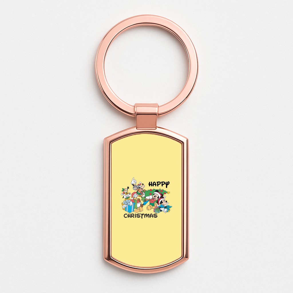Fairytale Happy Christmas Rose Gold Keyring
