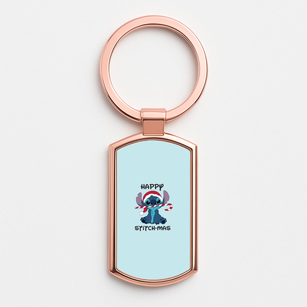 Happy Blue Alienmas - Christmas Rose Gold Keyring