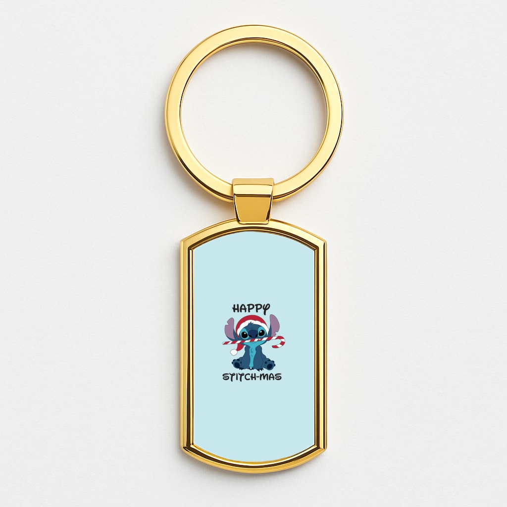 Happy Blue Alienmas - Christmas Gold Keyring