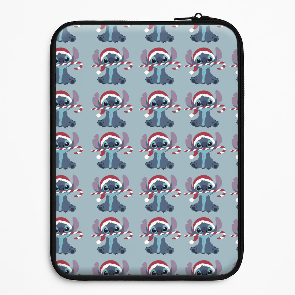Christmas Blue Alien Pattern Laptop Sleeve