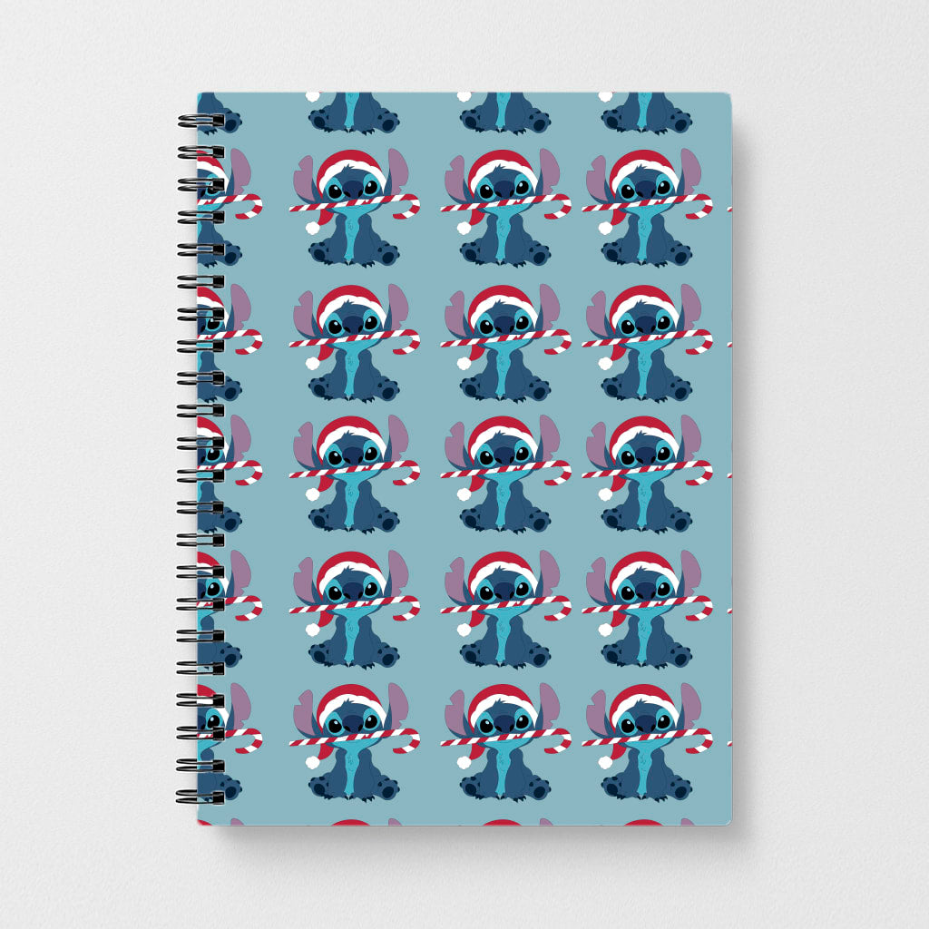 Christmas Blue Alien Pattern Notebook