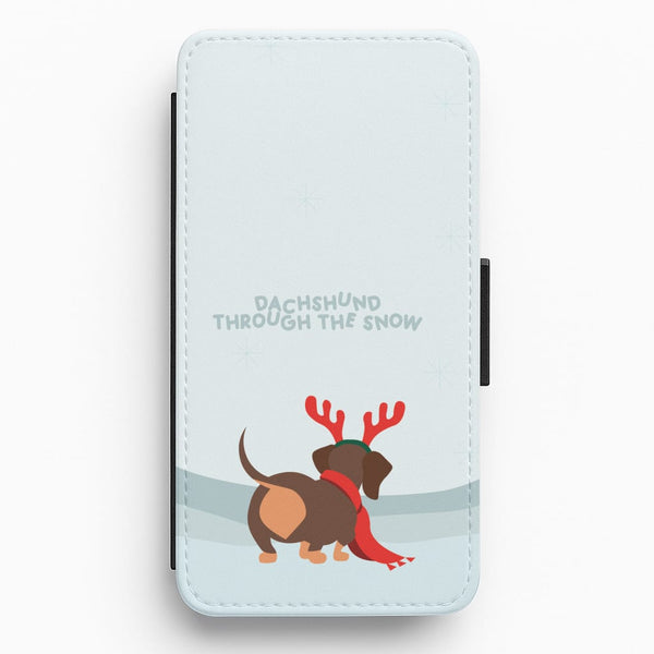Dachshund Through The Snow - Christmas Flip / Wallet Phone Case