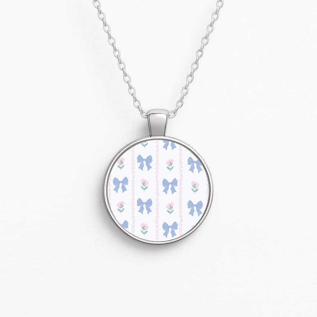 Pink Bows Pattern - Clean Girl Aesthetic Necklace
