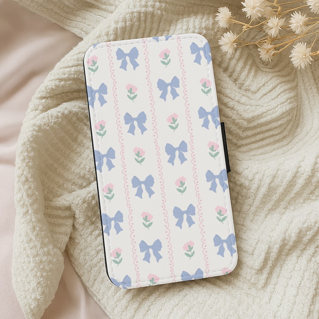 Pink Bows Pattern - Clean Girl Aesthetic Wallet Phone Case