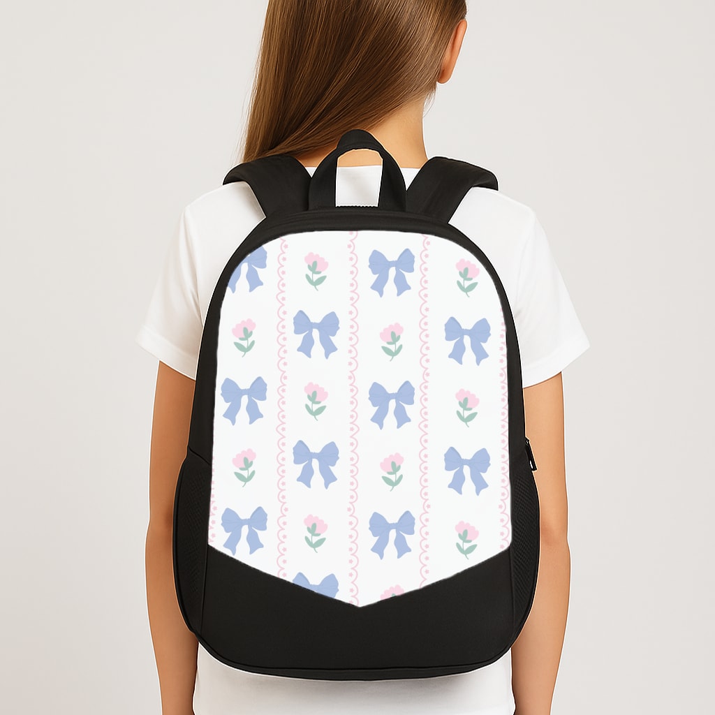 Pink Bows Pattern - Clean Girl Aesthetic Large School Bag