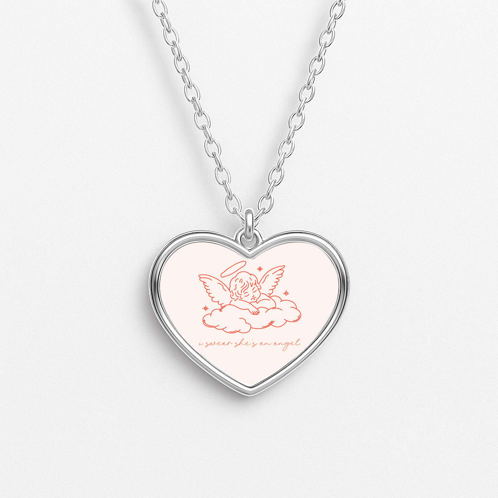 I Swear Shes An Angel - Clean Girl Aesthetic Heart Necklace