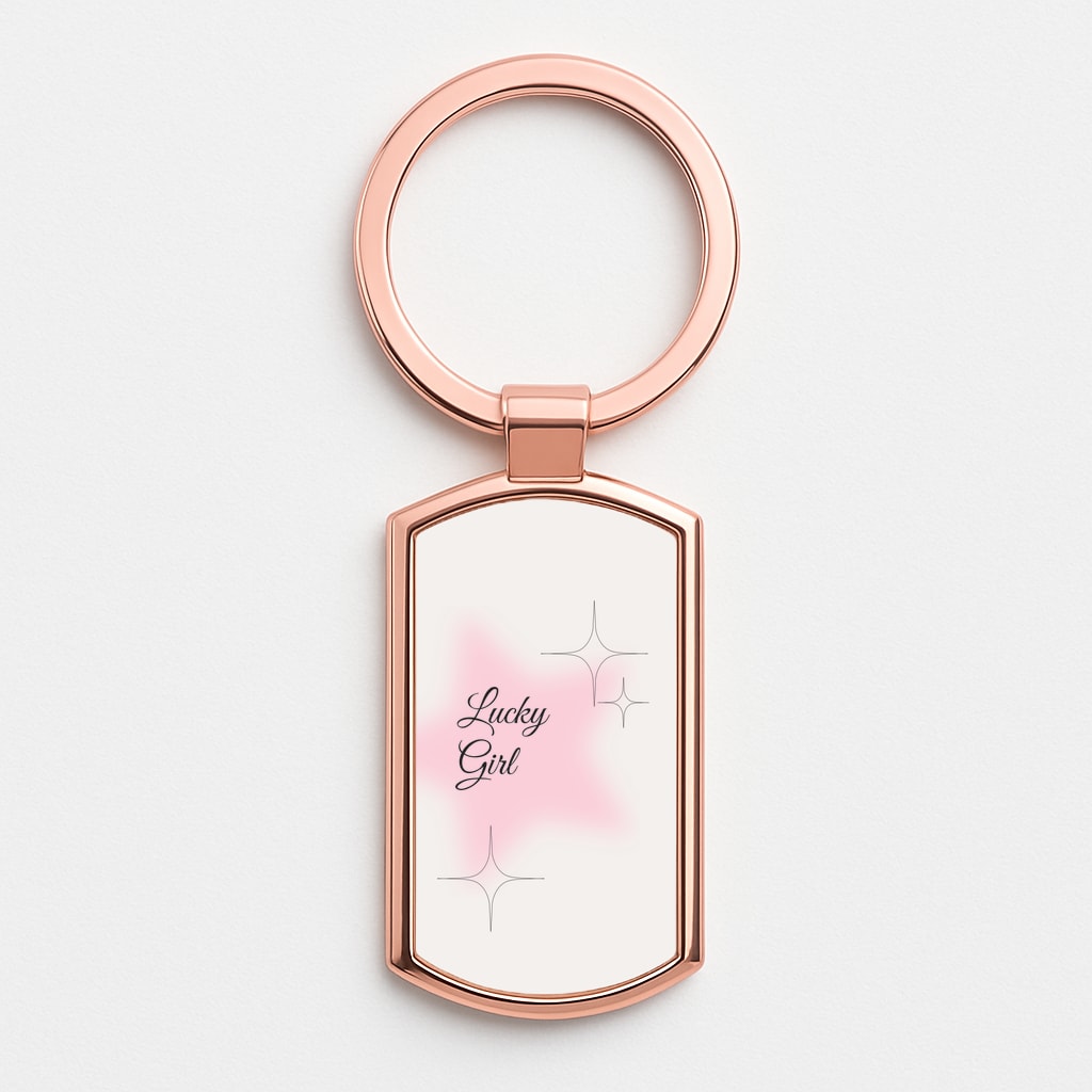 Lucky Girl - Clean Girl Aesthetic Rose Gold Keyring