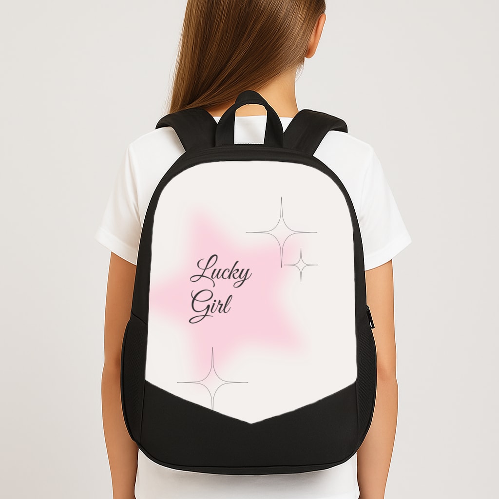 Lucky Girl - Clean Girl Aesthetic Large School Bag