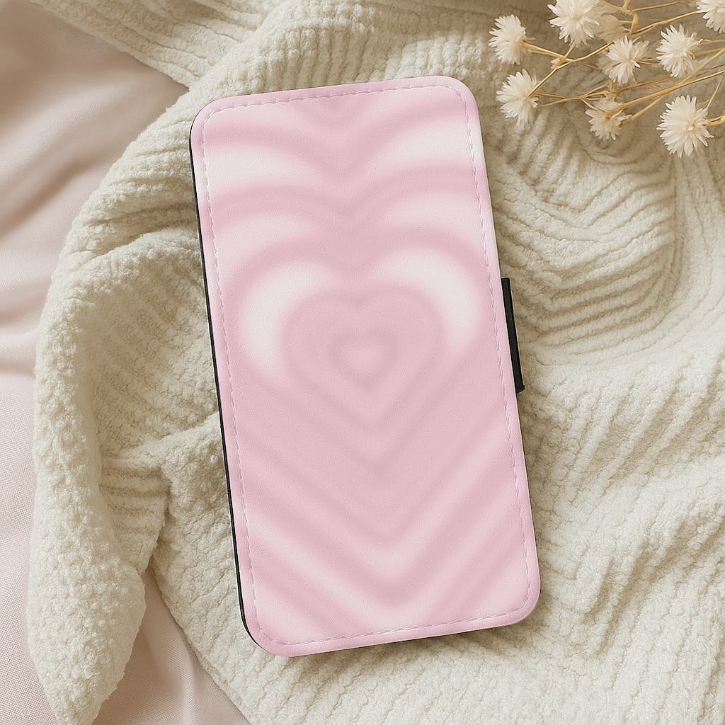 Drippy Love Heart Pink Wallet Phone Case