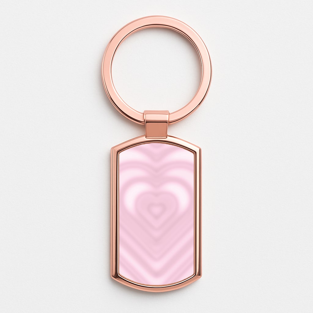 Drippy Love Heart Pink Rose Gold Keyring