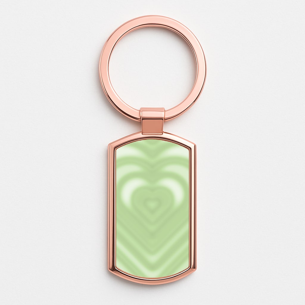 Drippy Love Heart Green Rose Gold Keyring
