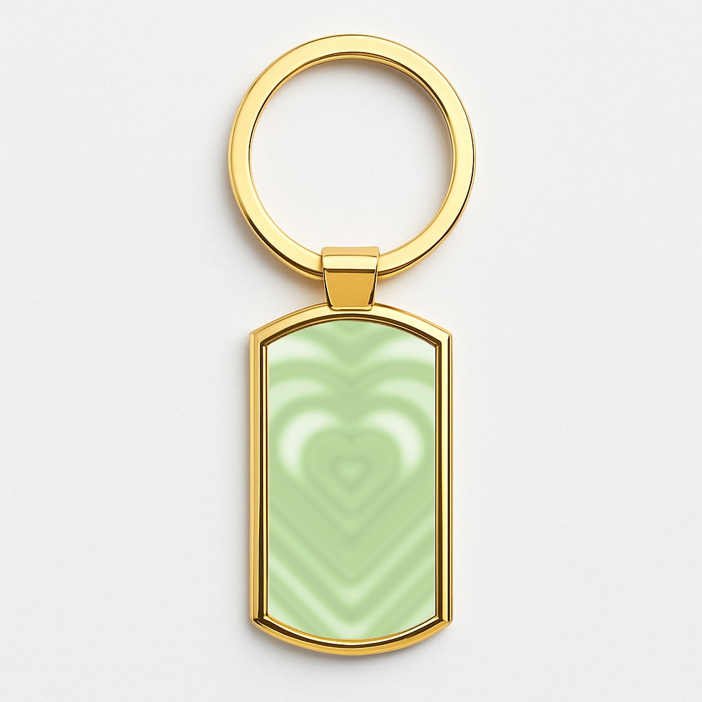 Drippy Love Heart Green Gold Keyring