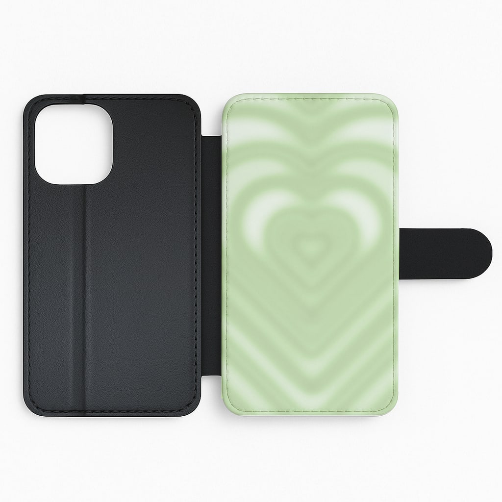 Drippy Love Heart Green Flip Phone Case