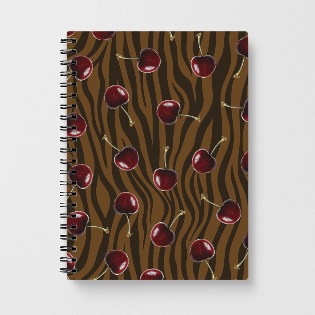 Animal Print With Cherries Pattern Notebook