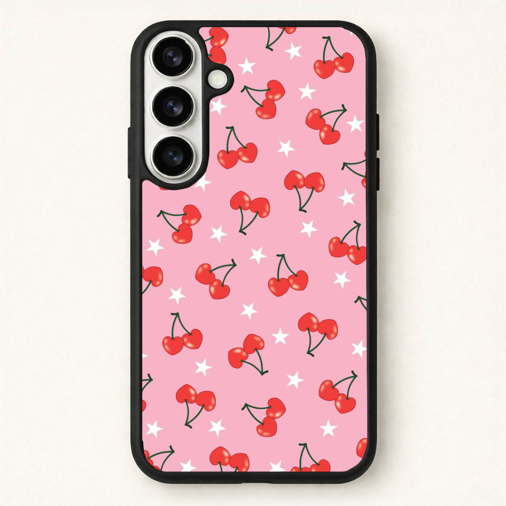 Heart Cherries And Stars Pattern Phone Case for Galaxy S26 Plus